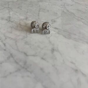 Miu Miu Silver Logo Stud Earrings